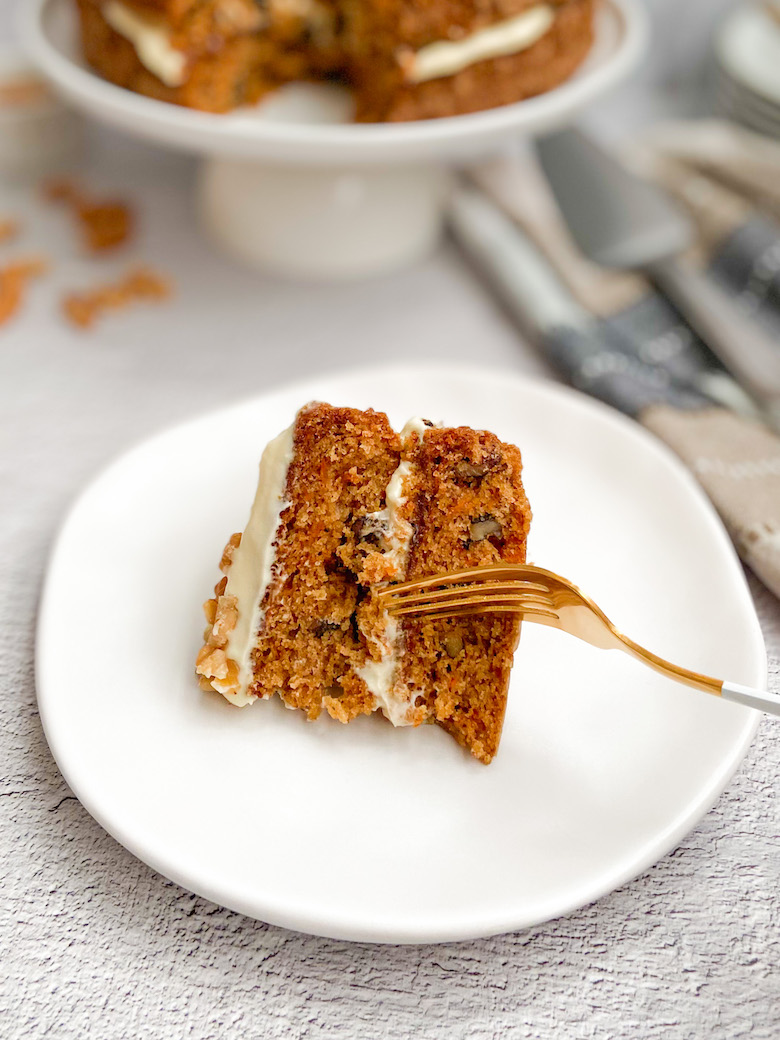 Piece of a carrot cake with pineapple