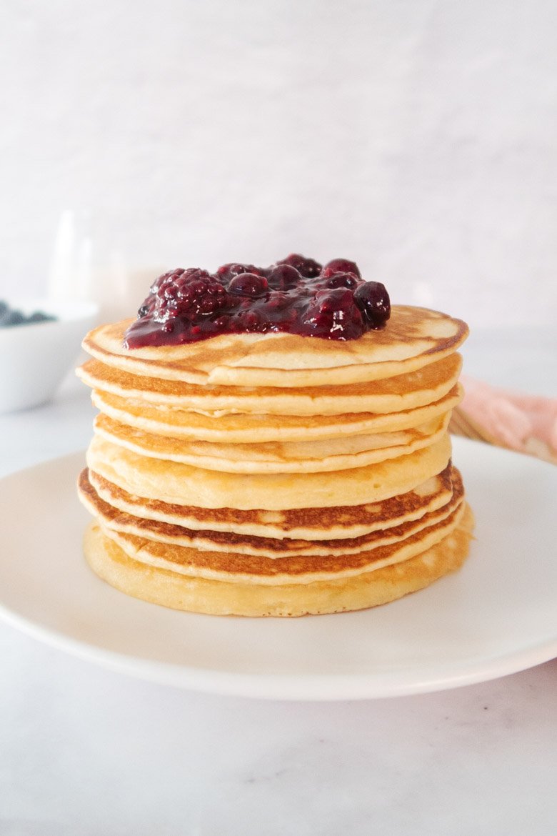 Homemade Ricotta Pancakes with Berry Compote, 